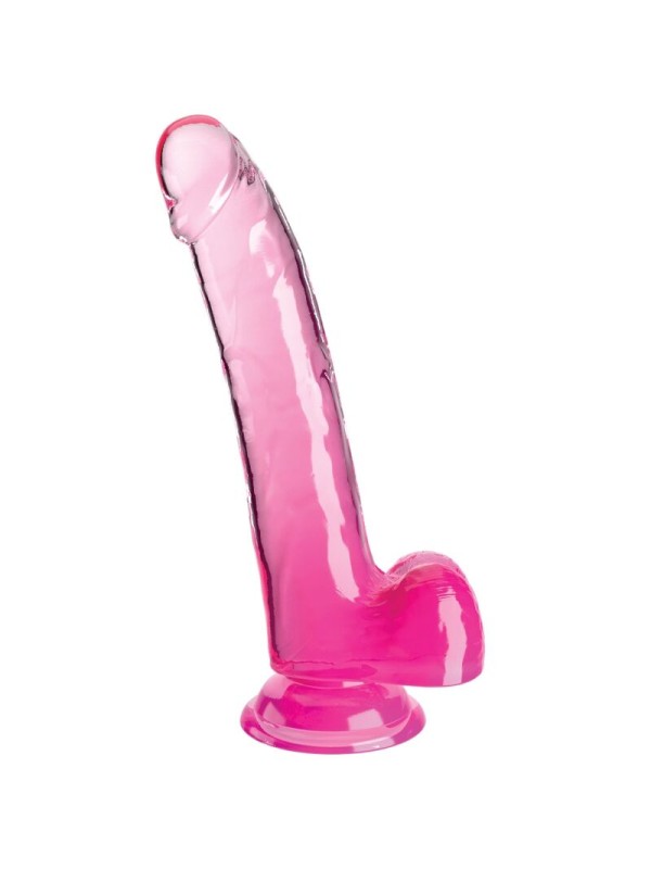 KING COCK - CLEAR DILDO COM TESTÍCULOS 20.3 CM ROSA