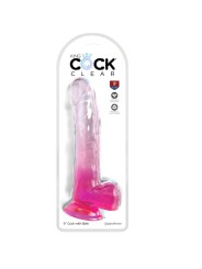 KING COCK - CLEAR DILDO WITH TESTICLES 20.3 CM PINK