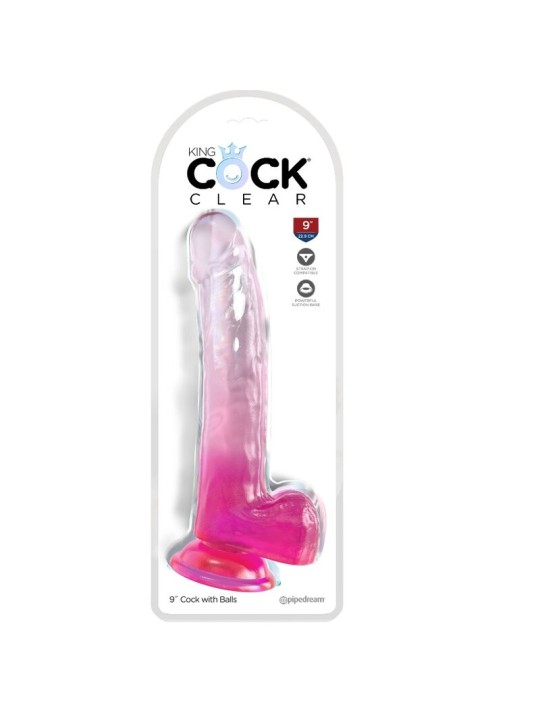 KING COCK - CLEAR DILDO COM TESTÍCULOS 20.3 CM ROSA