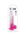 KING COCK - DOORZICHTIGE DILDO MET TESTIKELS 20,3 CM ROZE