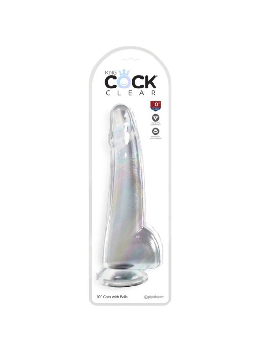 KING COCK - CLEAR DILDO COM TESTÍCULOS 19 CM TRANSPARENTE