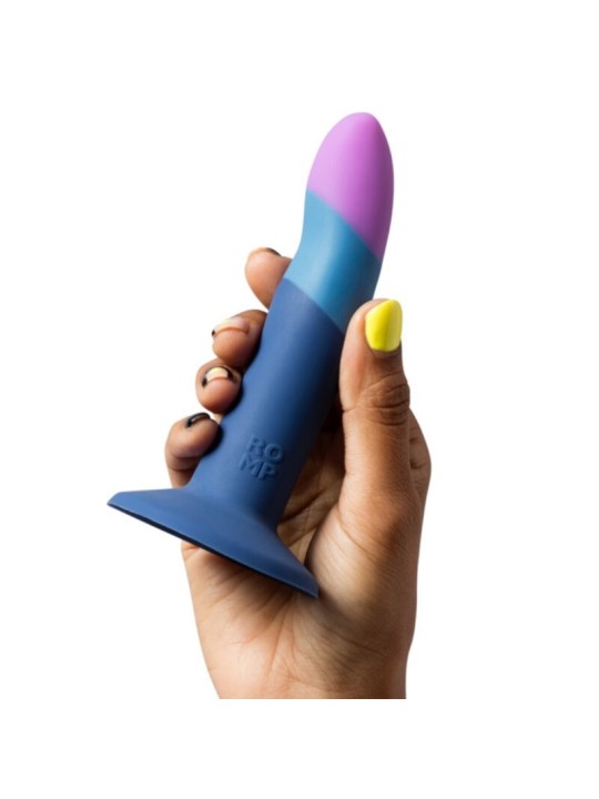 ROMP - PICCOLO DILDO DE SILICONE COM VENTOSA TRICOLORIDA 14 CM