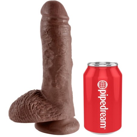 KING COCK 8" COCK CASTANHO COM TESTÍCULOS 20.3 CM