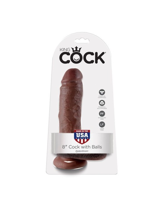 KING COCK 8" COCK BROWN WITH BALLS 20.3 CM