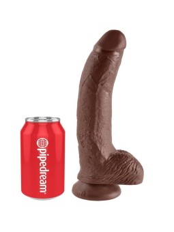 KING COCK - 9 DILDO CASTANHO COM BOLAS 22.9 CM