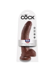 KING COCK - 9 GODE MARRON AVEC BOULES 22.9 CM