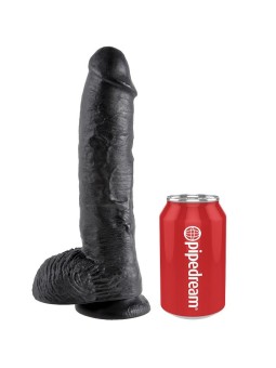 KING COCK - DILDO BLACK WITH BALLS 25.4 CM