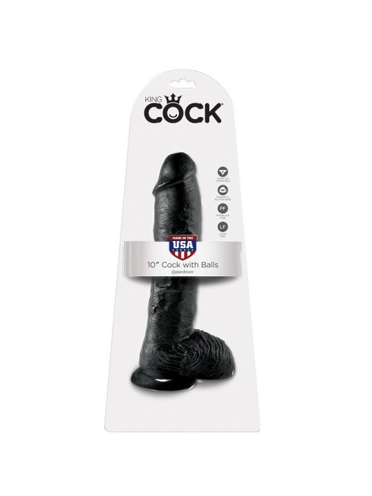 KING COCK - GODE NOIR AVEC BOULES 25.4 CM