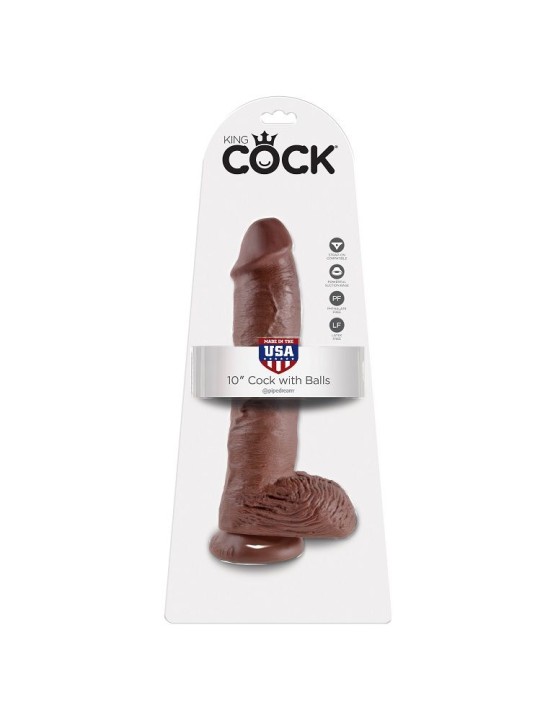 KING COCK - 10 PENE REALÍSTICO MARRÓN 26.5 CM