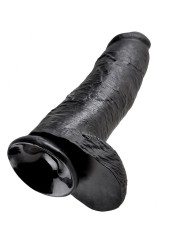 KING COCK - DILDO PRETO COM BOLAS 30.48 CM