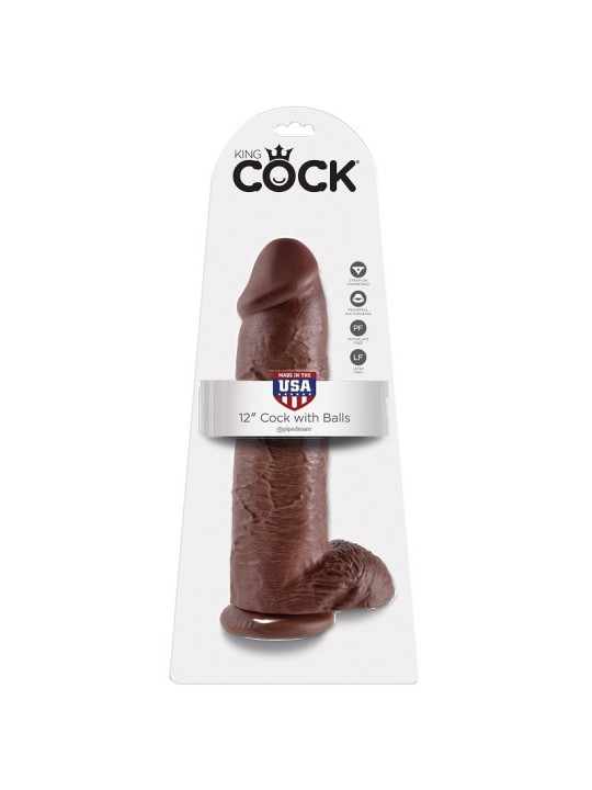 KING COCK - DILDO BRAUN MIT EIER 30.48 CM