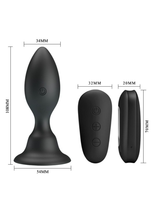MR PLAY - ANALSTECKER MIT VIBRATION, SCHWARZE FERNBEDIENUNG