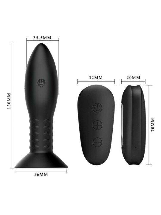 MR PLAY - PLUG MET DRAAIENDE BALLEN ZWARTE AFSTANDSBEDIENING