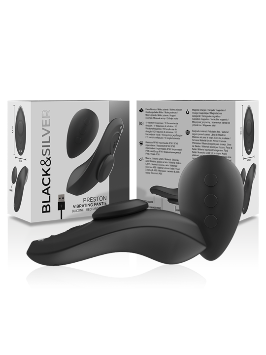 BLACK&SILVER - CULOTTE VIBRANTE RECHARGEABLE EN SILICONE PRESTON NOIRE