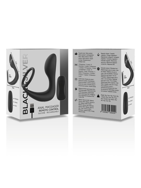 BLACK&SILVER - REMOTE CONTROL ANAL MASSAGER RECHARGEABLE SILICONE BLAC