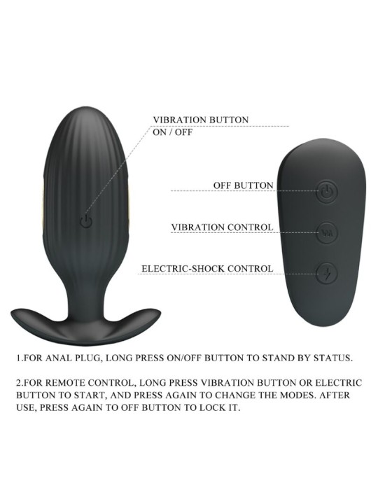 PRETTY LOVE - KELLY PLUG ANAL VIBRADOR RECARGABLE NEGRO