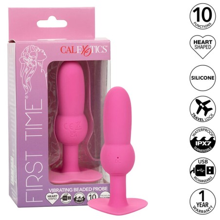 CALEXOTICS - EERSTE KEER ANAAL PLUG MET 10 VIBRATIE SOCKETS ROZE