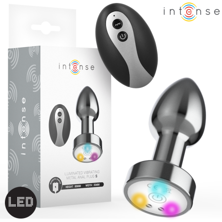 INTENSE - PLUG ANAL VIBRANT EN MÉTAL AVEC LUMIÈRES LED ET TÉLÉCOMMANDE