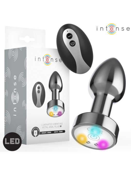 INTENSE - VIBRERENDE METALEN ANAALPLUG MET LED-LAMPJES EN AFSTANDSBEDI