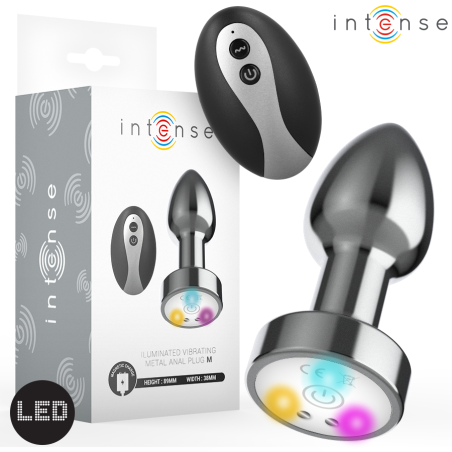 INTENSE - PLUG ANAL VIBRANT EN MÉTAL AVEC LUMIÈRES LED ET TÉLÉCOMMANDE