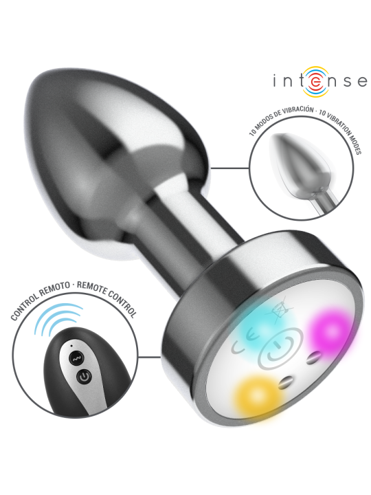 INTENSE - VIBRERENDE METALEN ANAALPLUG MET LED-LAMPJES EN AFSTANDSBEDI