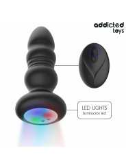 ADDICTED TOYS - TAPPO ANALE ROTANTE E VIBRANTE, LUCE LED, TELECOMANDO