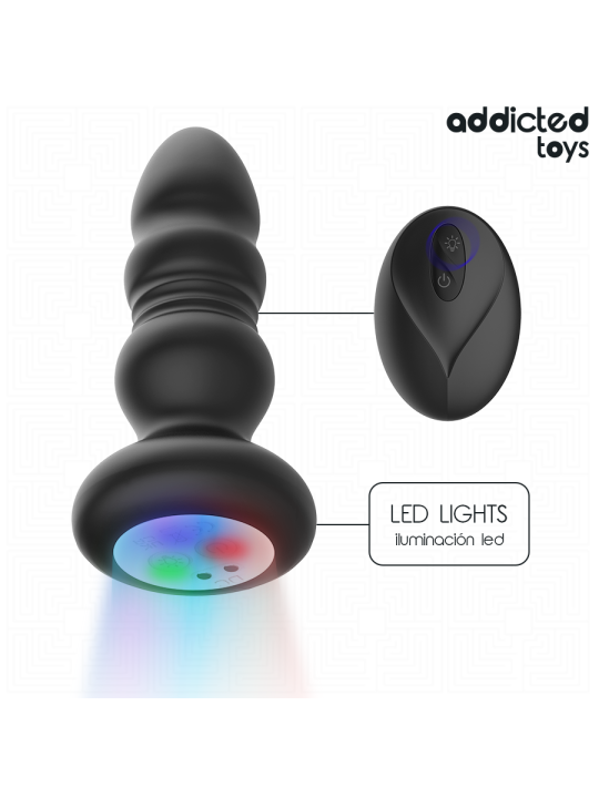 ADDICTED TOYS - PLUG ANAL GIRATÓRIO VIBRATÓRIO COM LUZ LED E CONTROLE 