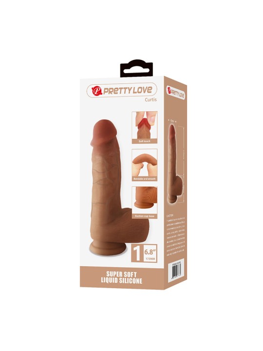 PRETTY LOVE - CURTIS REALISTISCHE DILDO MET ZUIGNAP 17,3 CM -Ø- 4,2 CM