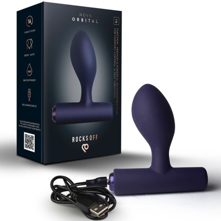 ROCKS-OFF - NOVA ORBITAL PREMIUM PLUG ANAL RECARGABLE 16 FUNCIONES AZU