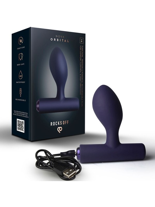 ROCKS-OFF - NOVA ORBITAL PREMIUM PLUG ANAL RECARGABLE 16 FUNCIONES AZU