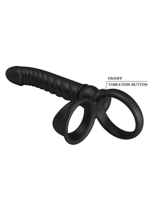 PRETTY LOVE - VIBRADOR ANAL MERRITT COM ANEL E VIBRAÇÃO PRETO