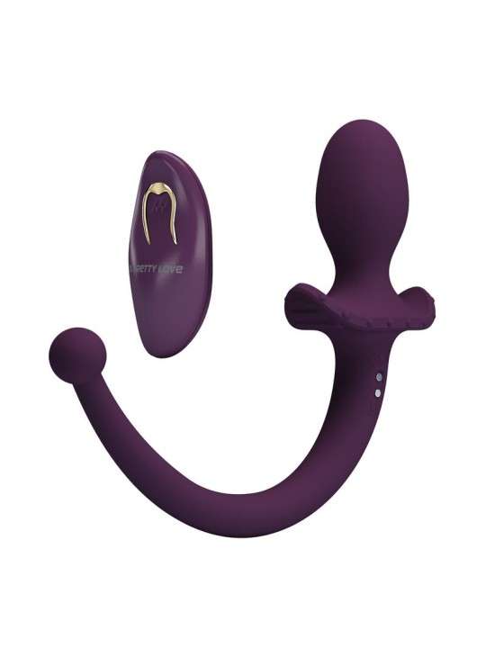PRETTY LOVE - LIOEA PLUG ANAL VIBRATÓRIO COM RABO 12 FUNÇÕES ROXO COM 