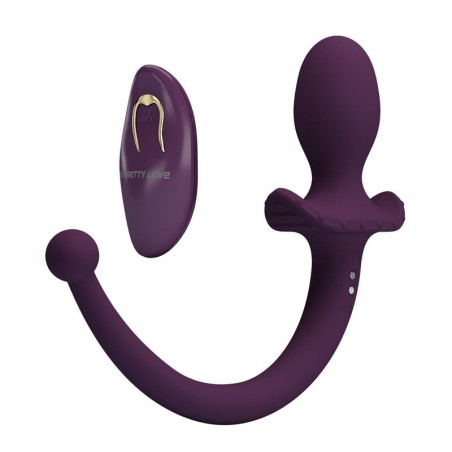 PRETTY LOVE - LIOEA PLUG ANAL VIBRATÓRIO COM RABO 12 FUNÇÕES ROXO COM 