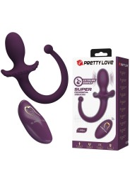 PRETTY LOVE - LIOEA PLUG ANAL VIBRATÓRIO COM RABO 12 FUNÇÕES ROXO COM 