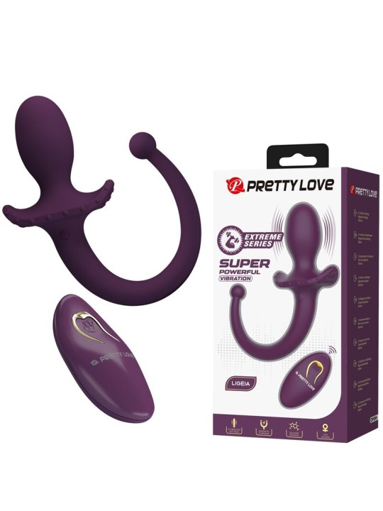 PRETTY LOVE - LIOEA PLUG ANAL VIBRATÓRIO COM RABO 12 FUNÇÕES ROXO COM 