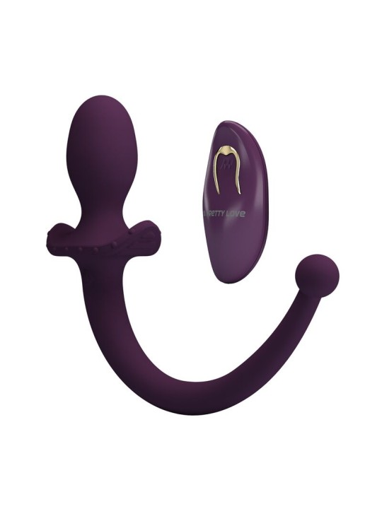 PRETTY LOVE - LIOEA PLUG ANAL VIBRATÓRIO COM RABO 12 FUNÇÕES ROXO COM 