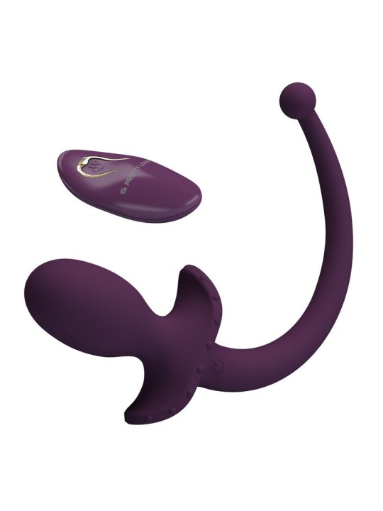 PRETTY LOVE - LIOEA PLUG ANAL VIBRATÓRIO COM RABO 12 FUNÇÕES ROXO COM 