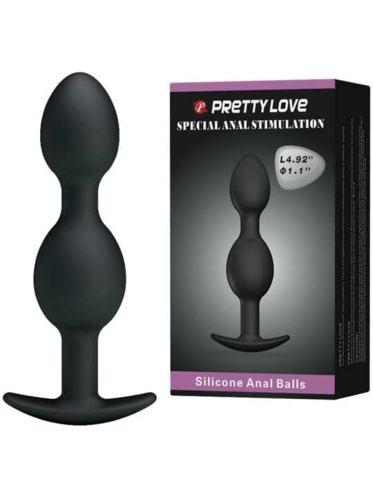 PRETTY LOVE - BOLAS ANALES SILICONA 12.5 CM NEGRO