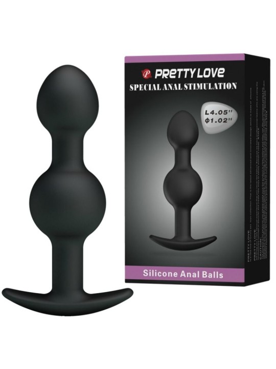 PRETTY LOVE - BOLAS ANALES SILICONA ESTIMULACION ESPECIAL 10.3 CM NEGR