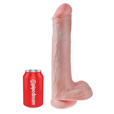 KING COCK - REALISTISCHE DILDO MET TESTIKELS EN ZUIGNAP 38 CM VLEESKLE