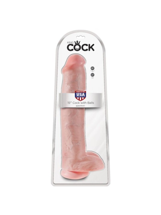 KING COCK - DILDO REALISTA COM TESTÍCULOS E VENTOSA 38 CM COR DE CARNE