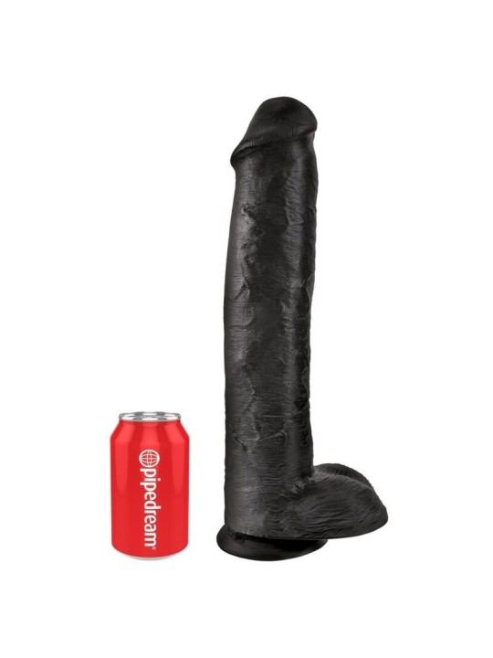 KING COCK - DILDO REALISTA COM TESTÍCULOS 38 CM PRETO