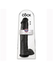 KING COCK - DILDO REALISTA COM TESTÍCULOS 38 CM PRETO
