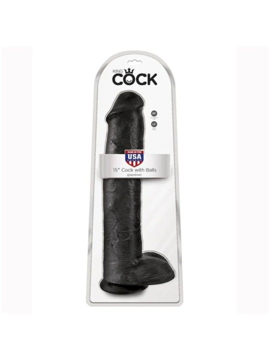 KING COCK - DILDO REALISTA COM TESTÍCULOS 38 CM PRETO