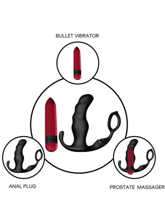 ARMONY - KNIGHT VIBRADOR ANAL PRÓSTATA E ANEL CONTROLE REMOTO PRETO