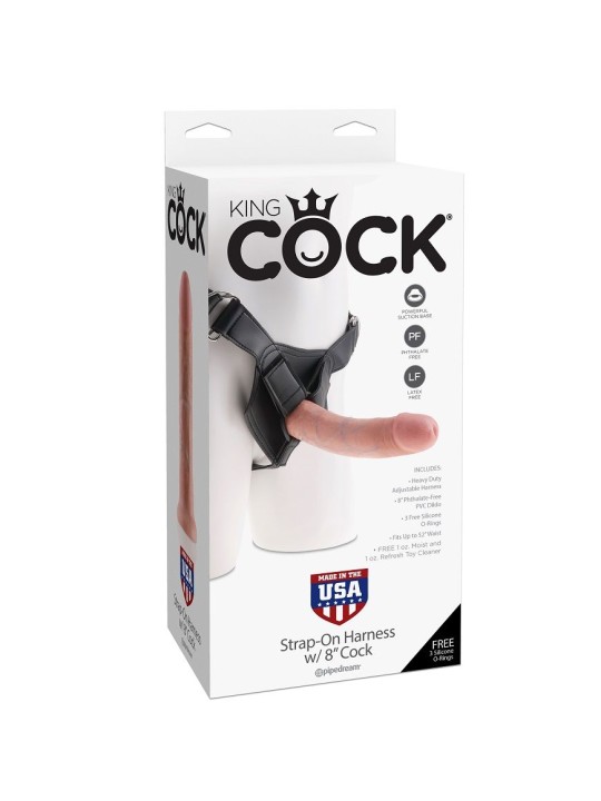 KING COCK - HARNESS COM PÊNIS NATURAL REALISTA 20,3 CM