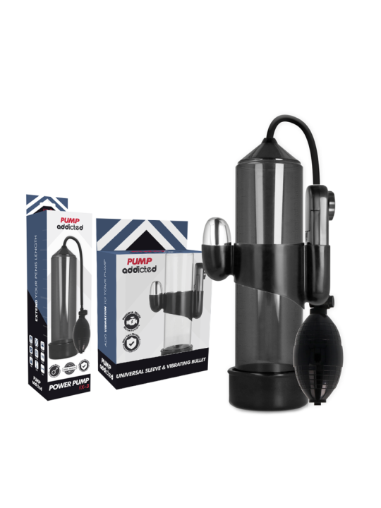 PUMP ADDICTED - BOMBA ERECCIÓN RX3 NEGRO CON VIBRADOR