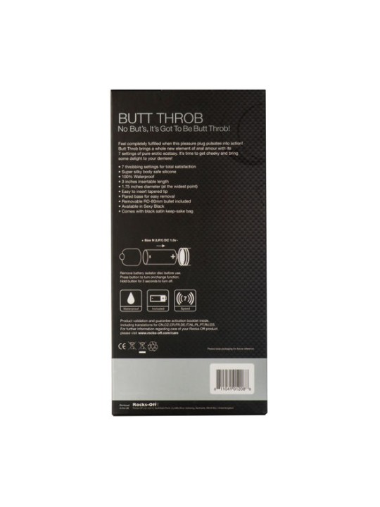 ROCKS-OFF - STIMULATEUR BUTT THROB P-POINT 7 VITESSES NOIR