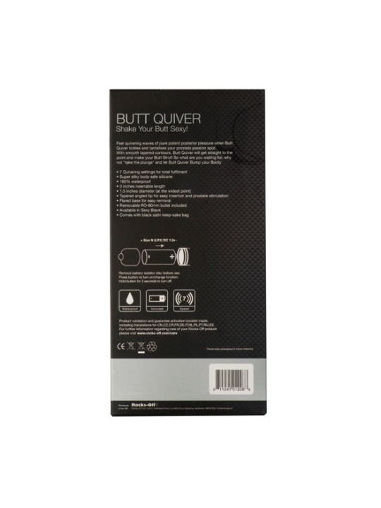 ROCKS-OFF - BUTT QUIVER ESTIMULADOR DEL PUNTO P 7 VELOCIDADES NEGRO