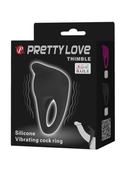 PRETTY LOVE - THIMBLE ANILLO VIBRADOR NEGRO
